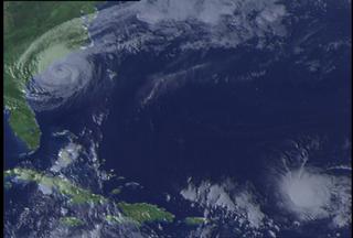 View of the Atlantic Ocean with Hurricane Floyd off the Carolina coast.