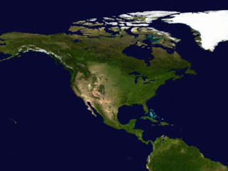 A satellite data map of North America, showing land surface temperature changes over one year.