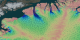 This animation shows how ice is naturally transported from interior topographic divides to the coast via glaciers. The colors represent the speed of ice flow, with areas in red and purple flowing the fastest at rates of kilometers per year. The vectors indicate the direction of flow.