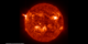In the 30.4nm wavelength of the helium ion, we can see both the flare, as well as some of the ejected solar material.