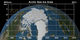 The Earth showing the annual minimum sea ice with a graph overlay showing the annual minimum sea ice area in millions of square kilometers.