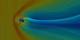 This movie opens with a close-up view of Earth with geo-magnetic field lines.  The camera pulls out and fades in a profile slice of the plasma density data.