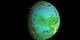 Gravity anomalies (red) bordering the Procellarum region are overlaid on a global elevation map.