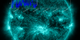 SDO 131 angstrom visual with overlaid plot of GOES X-ray flux during the time span.