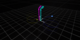 Visualization from two camera positions of gyro-motion of charged particles in parallel electric and magnetic fields.