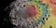 The Orientale impact basin, combining shaded relief with free air gravity.