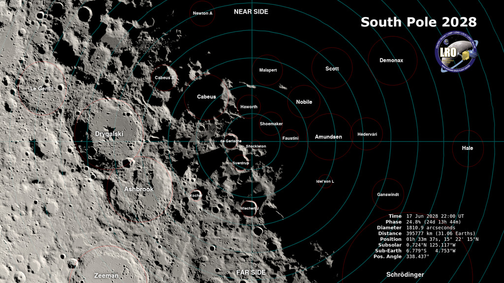 SVS Illumination at the Moon's South Pole to 80°S, 2025 to 2028